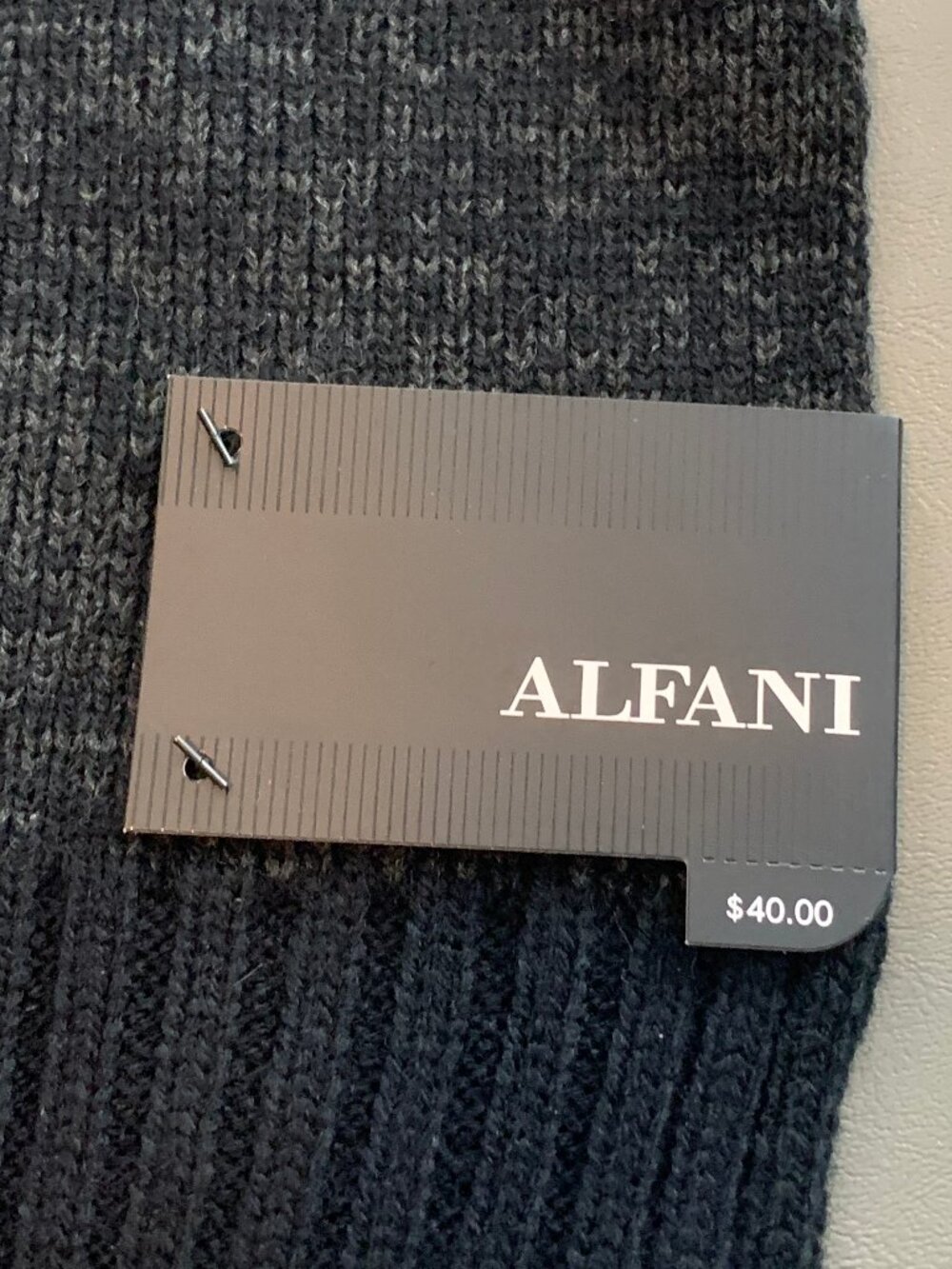 Alfani Men's 100% Acrylic Knit Space-Dyed Scarf, Charcoal Gray, One Size - Picture 2 of 4
